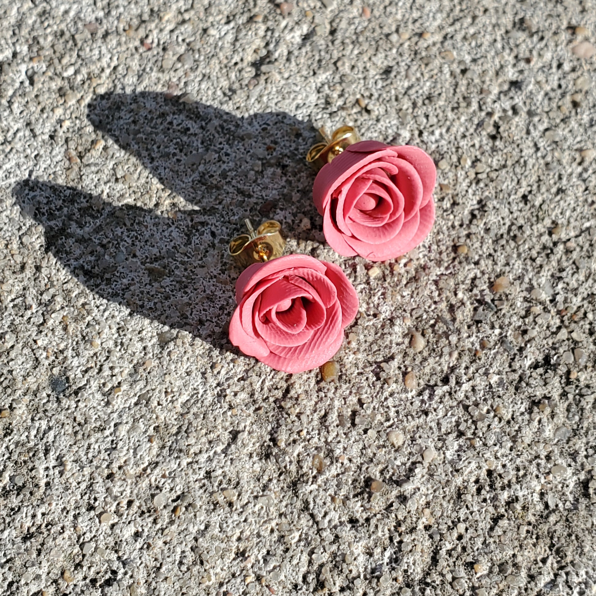 Pink Rose Studs