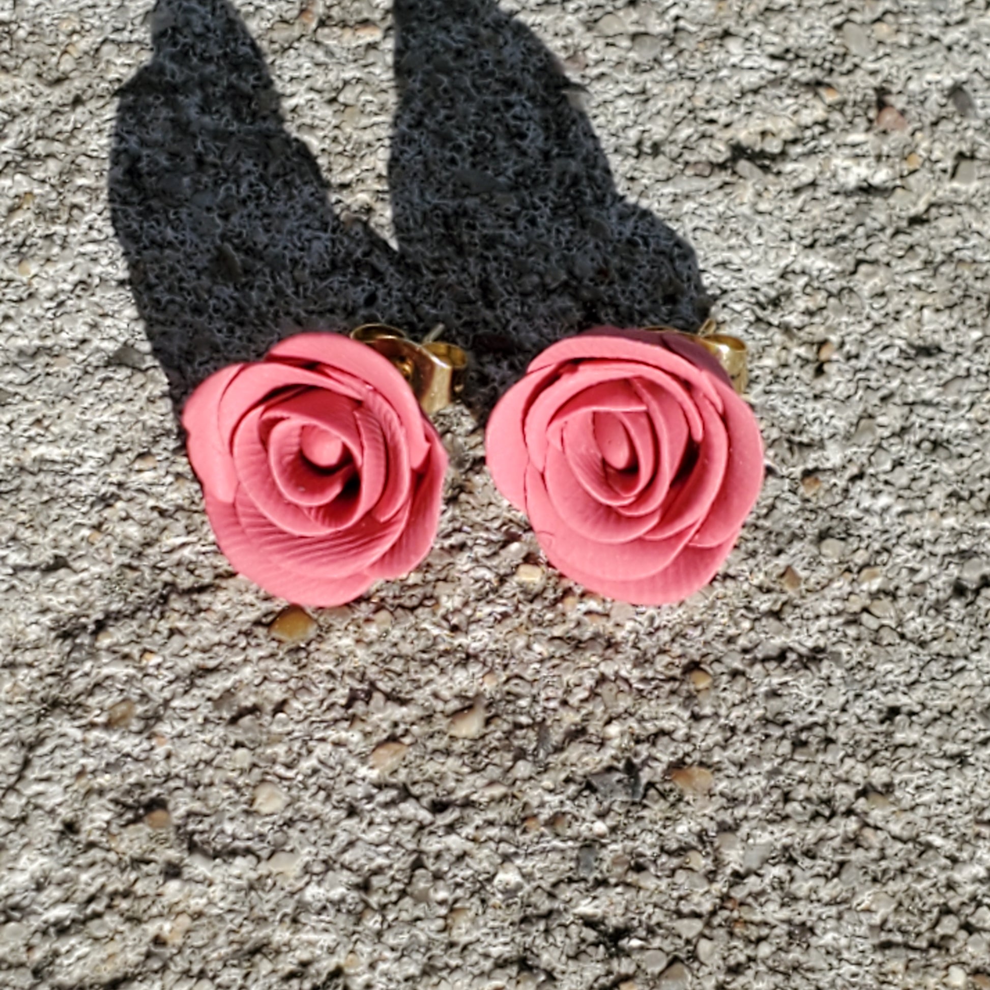 Pink Rose Studs