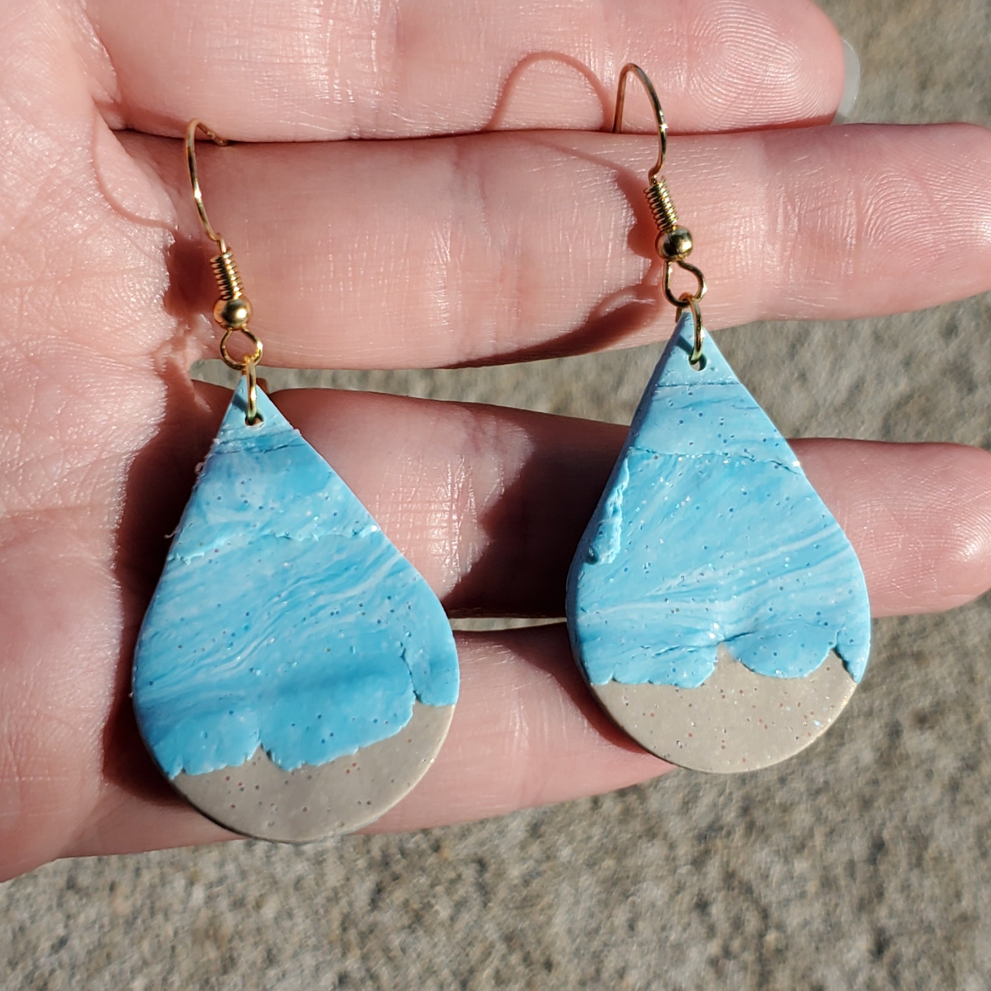 Beach Scene Teardrop Earrings