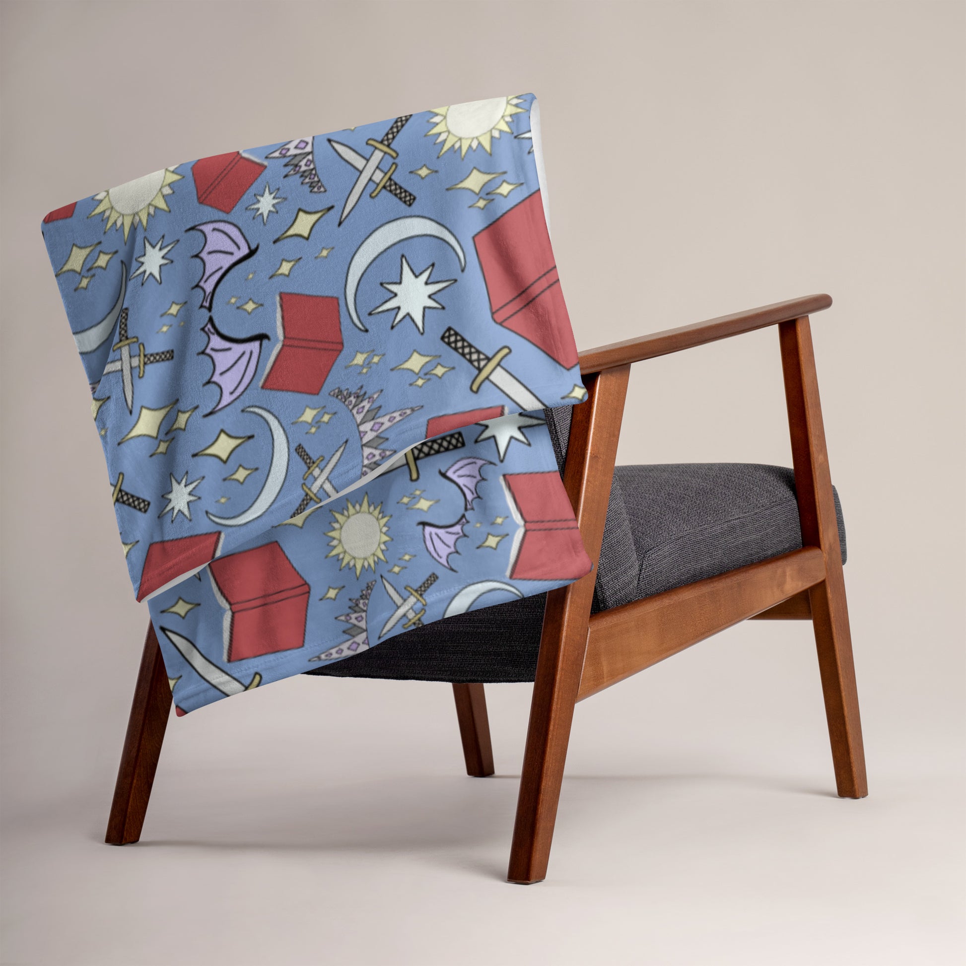 Blue Fantasy Book Throw Blanket
