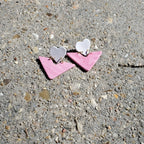 Pink Marble Heart Studs