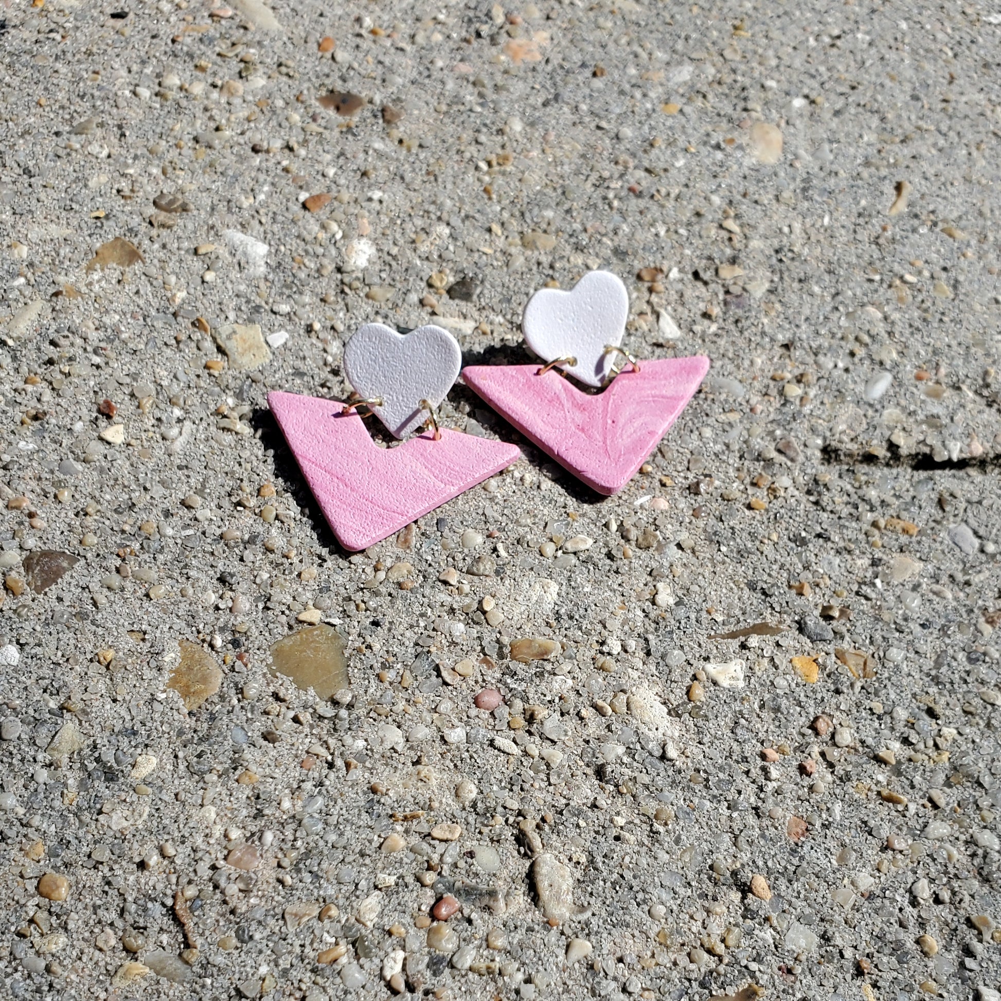 Pink Marble Heart Studs