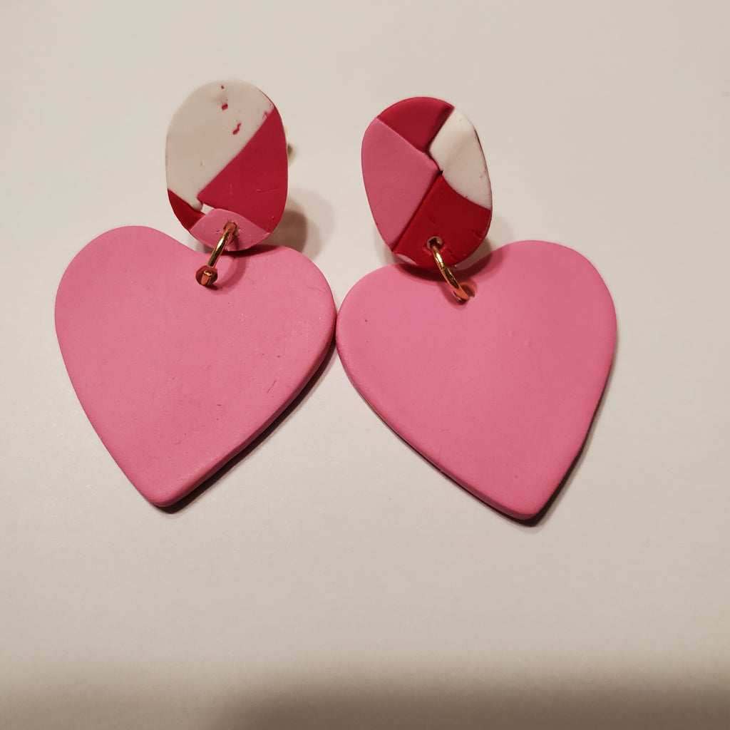 Light Pink Heart Quilted Stud