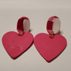 Dark Pink Heart Quilted Studs