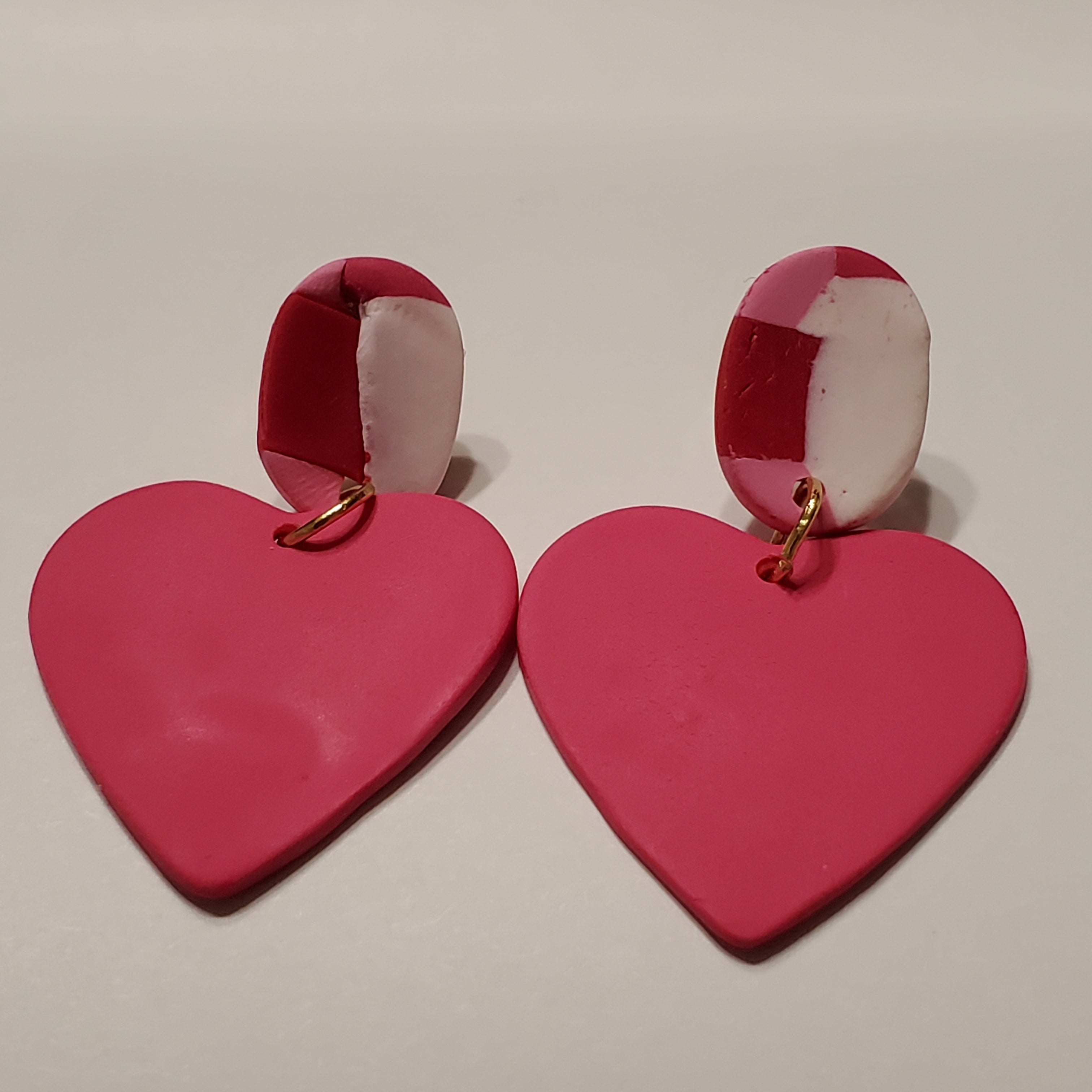 Dark Pink Heart Quilted Studs