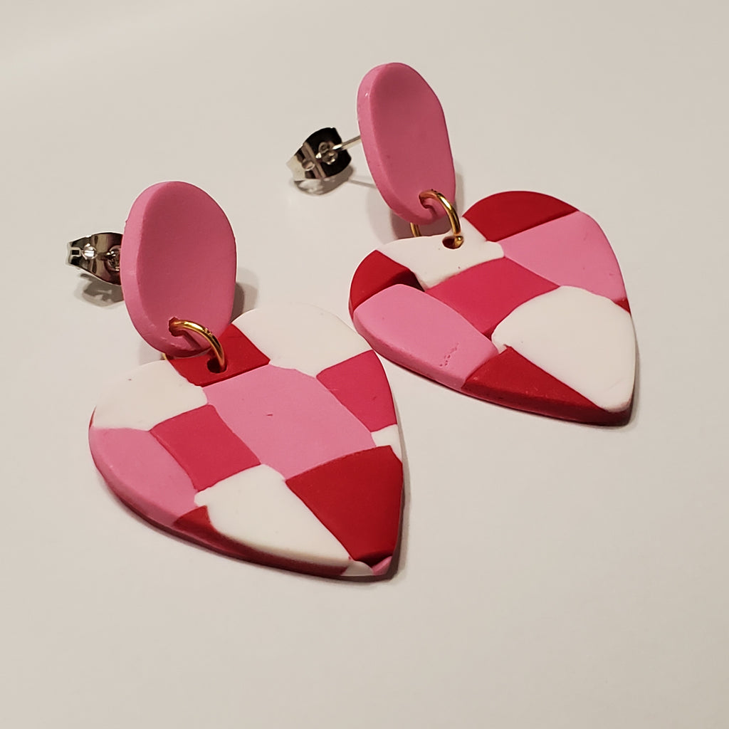 Quilted Heart Earrings