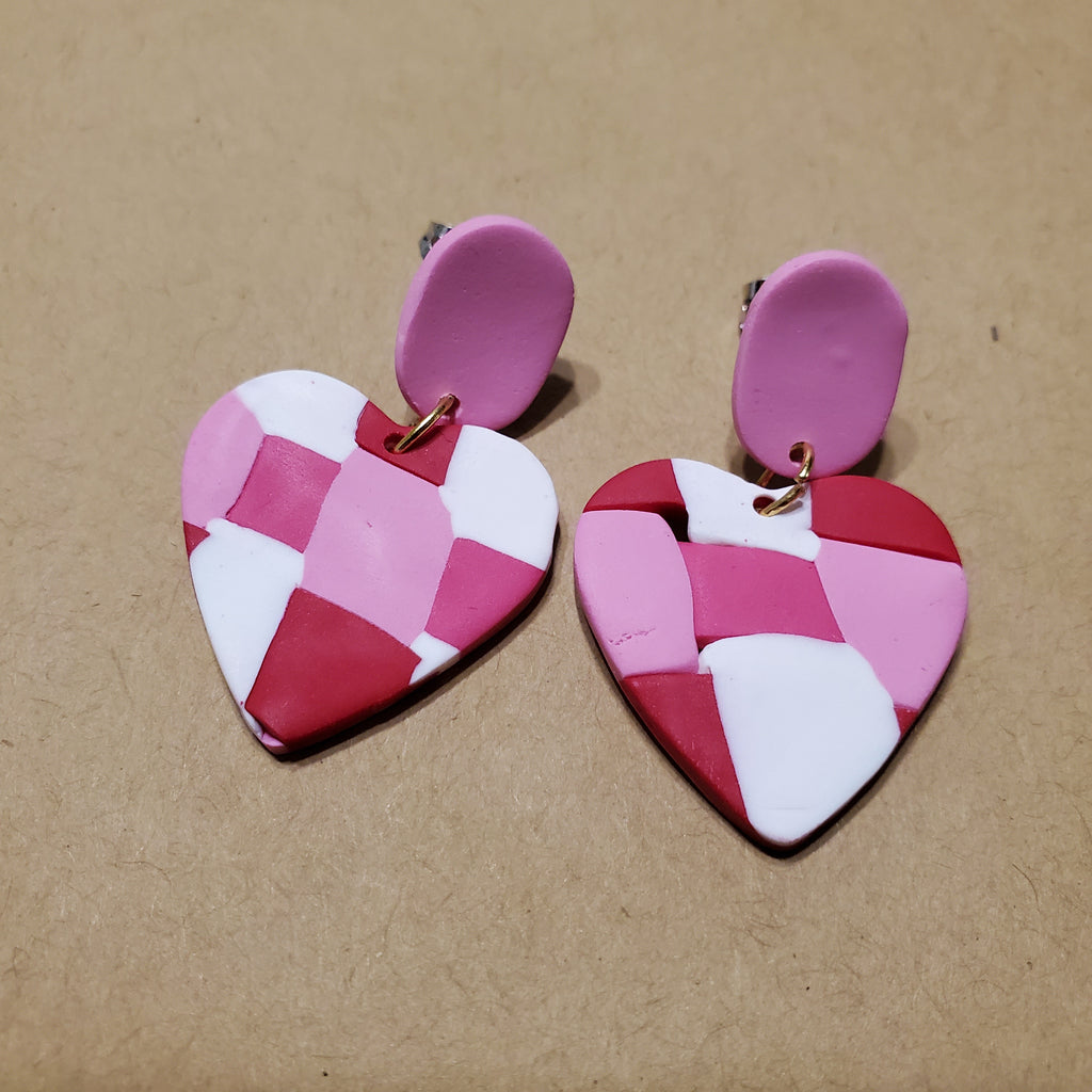 Quilted Heart Earrings