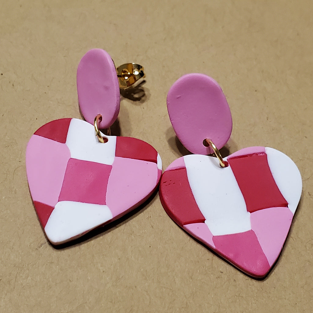 Quilted Heart Earrings