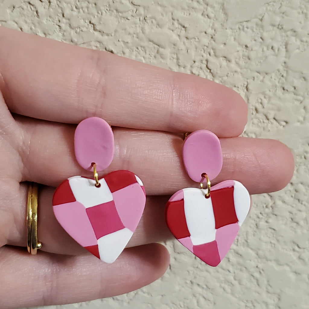 Quilted Heart Earrings