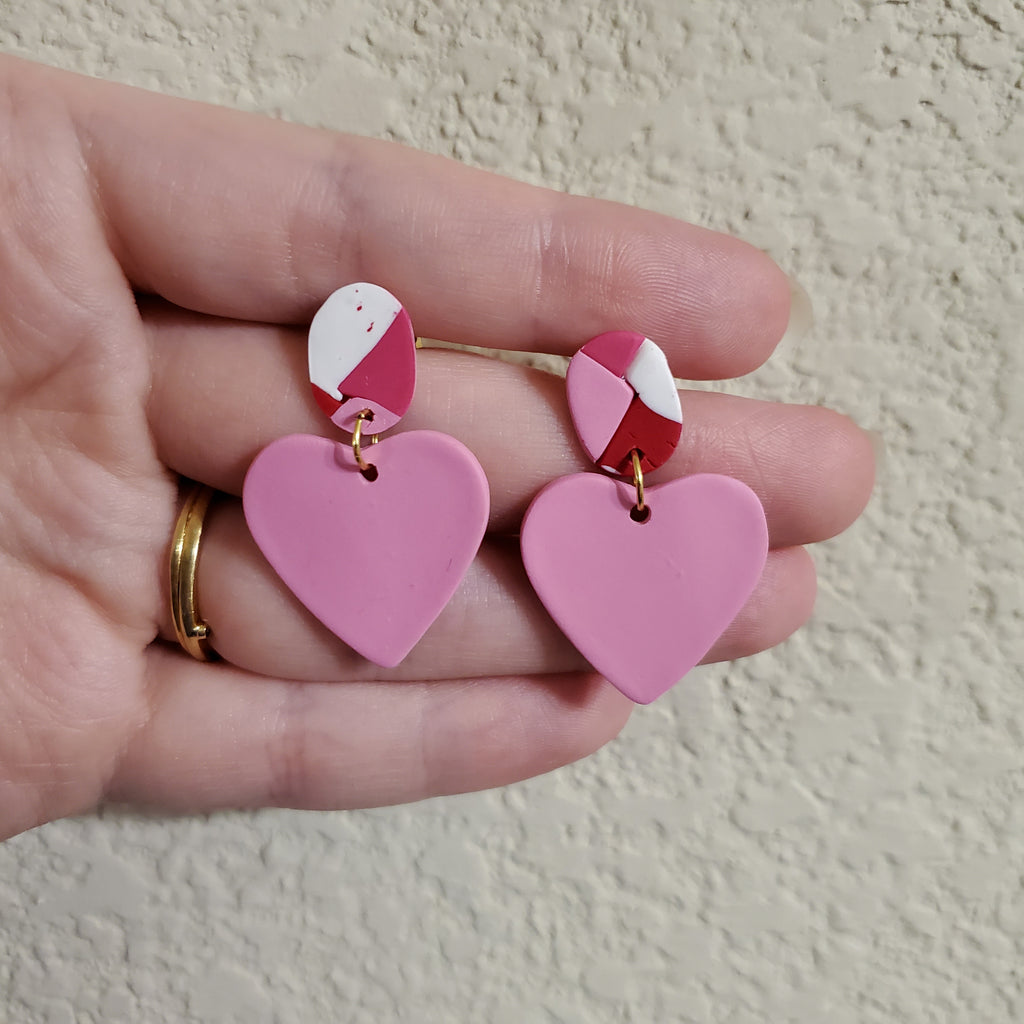 Light Pink Heart Quilted Stud
