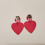 Dark Pink Heart Quilted Studs