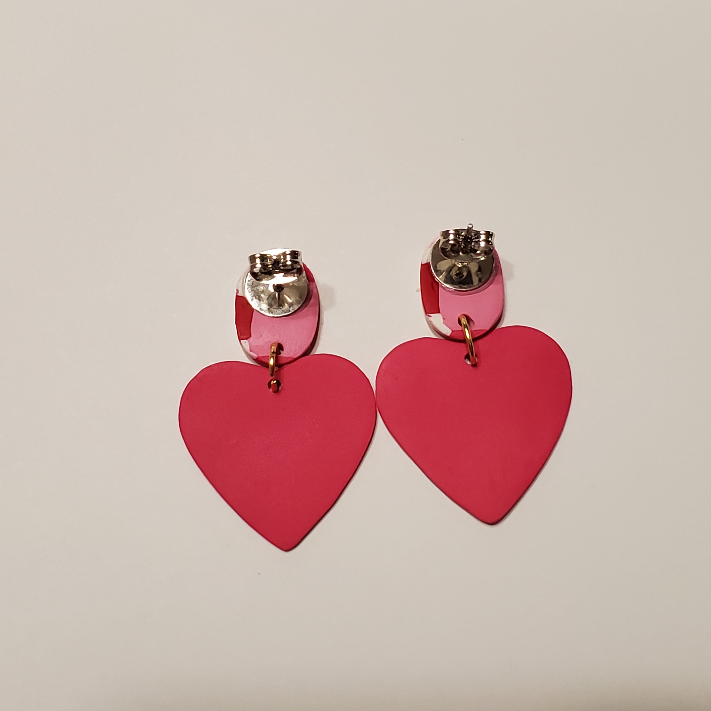 Dark Pink Heart Quilted Studs