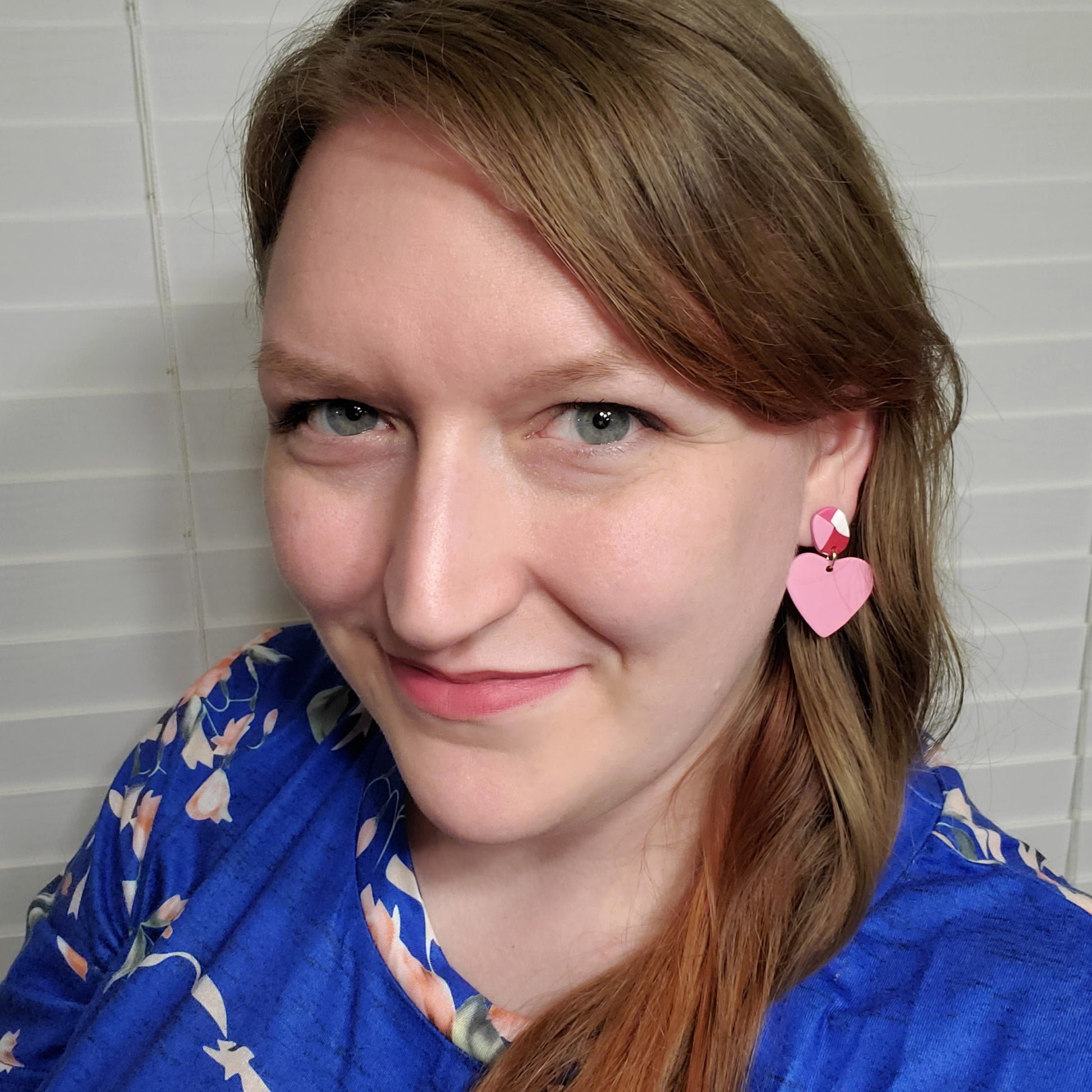 Light Pink Heart Quilted Stud