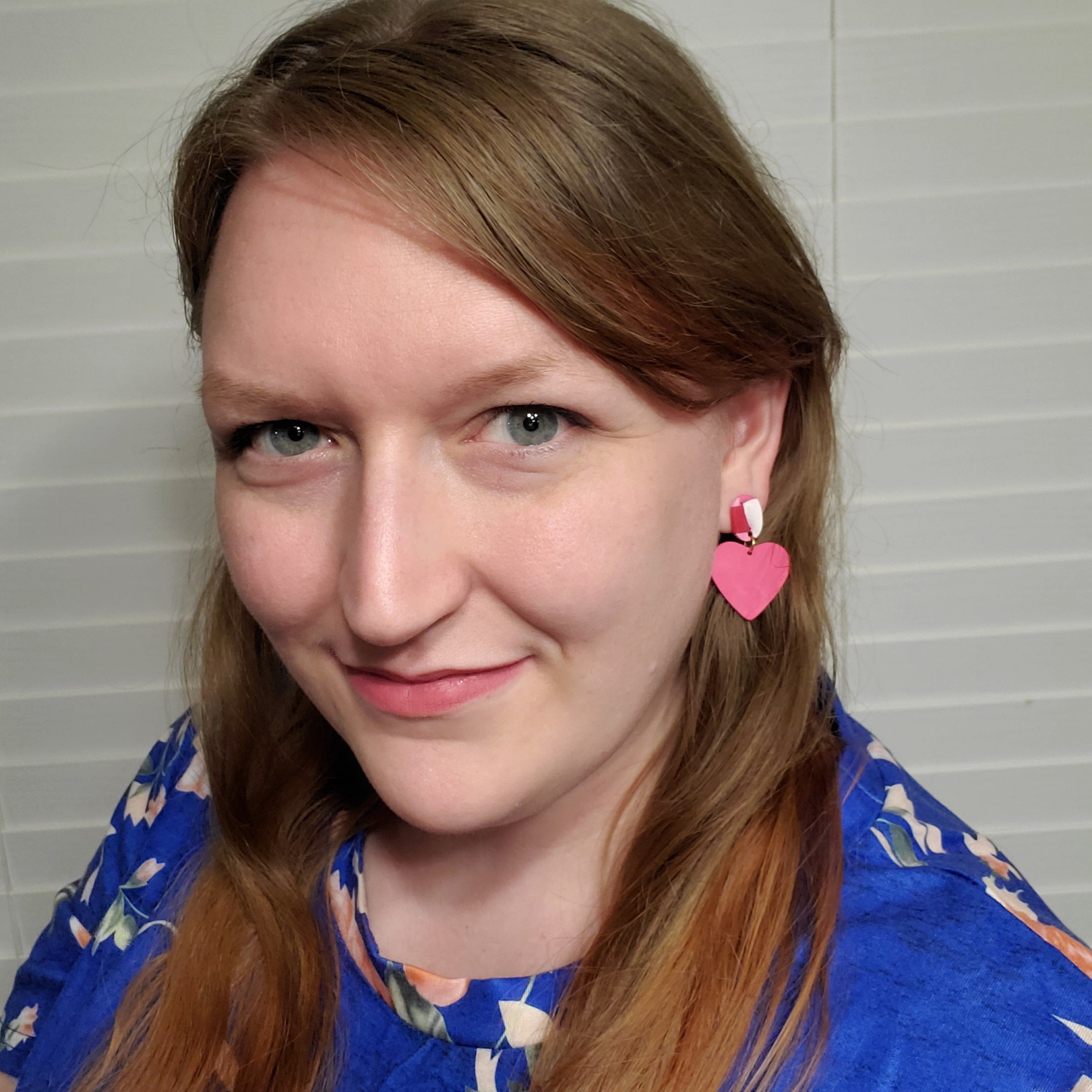 Dark Pink Heart Quilted Studs