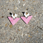 Pink Marble Heart Studs