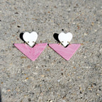 Pink Marble Heart Studs