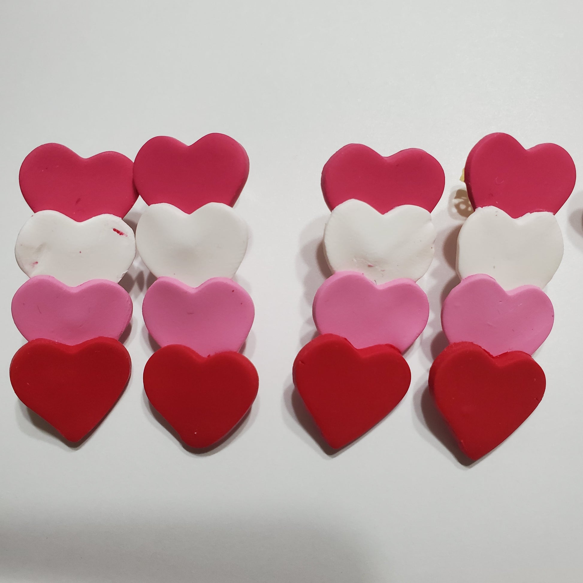 Dark Pink Top Quadruple Hearts Studs