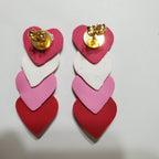 Dark Pink Top Quadruple Hearts Studs