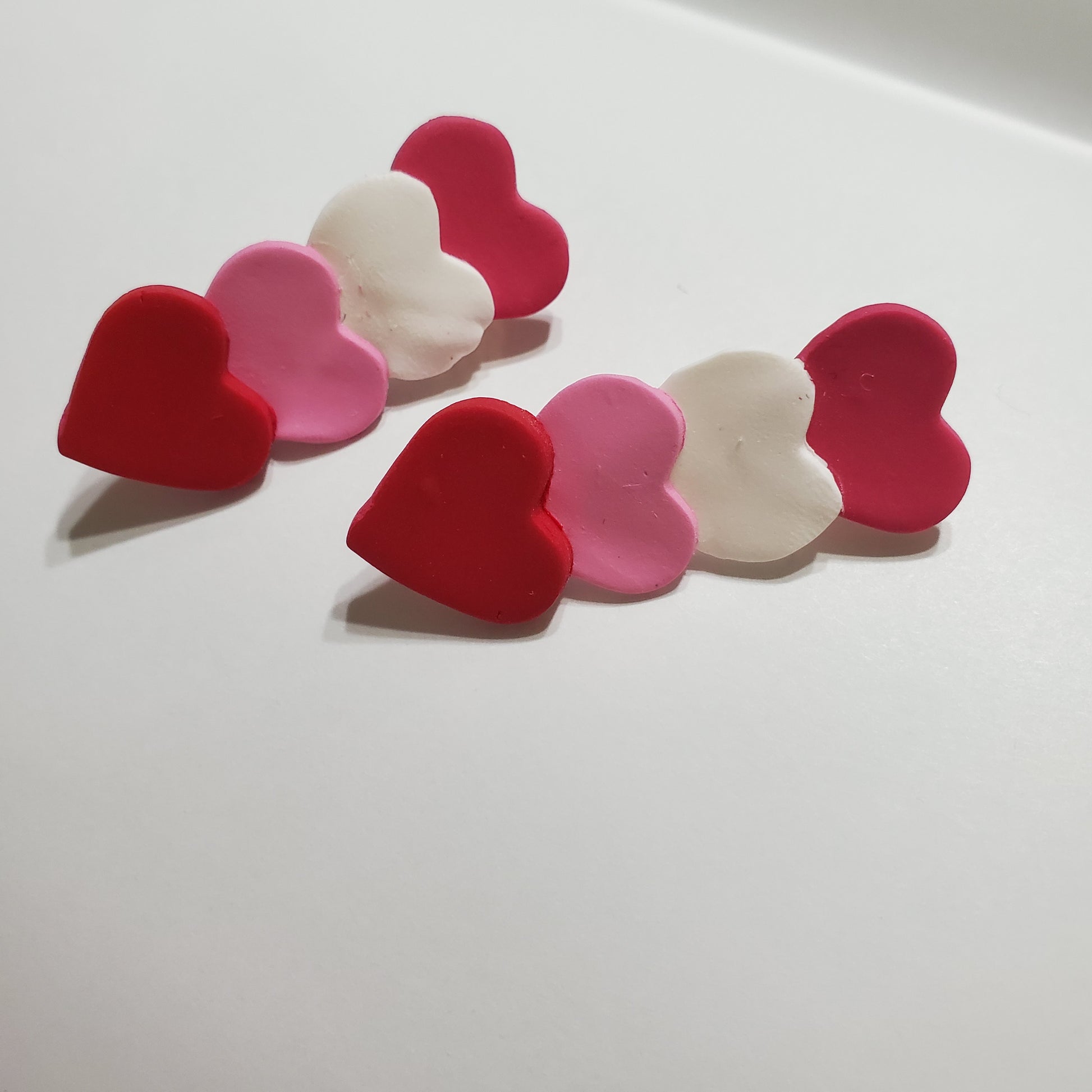 Dark Pink Top Quadruple Hearts Studs