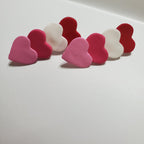 Red Top Quadruple Heart Studs