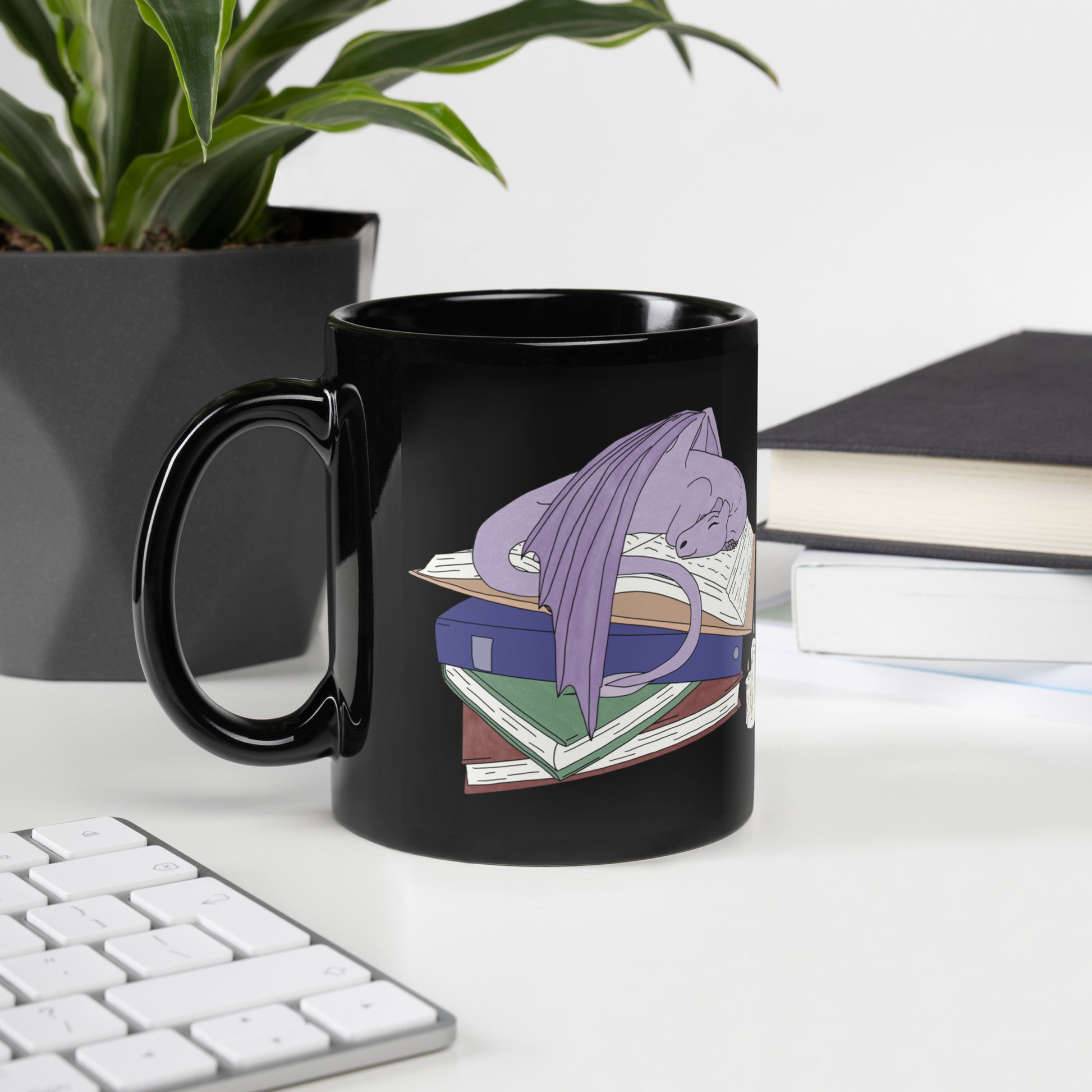 Book Wyrm Black Glossy Mug