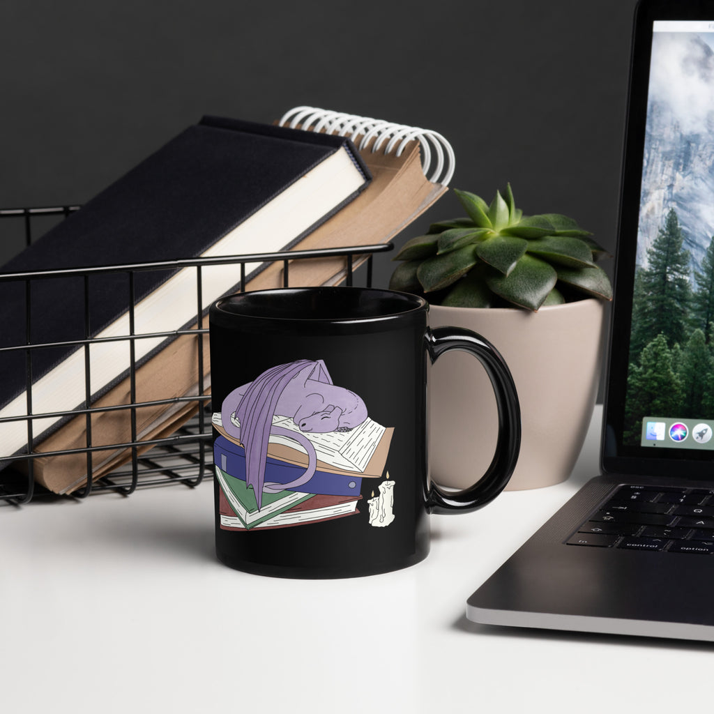 Book Wyrm Black Glossy Mug
