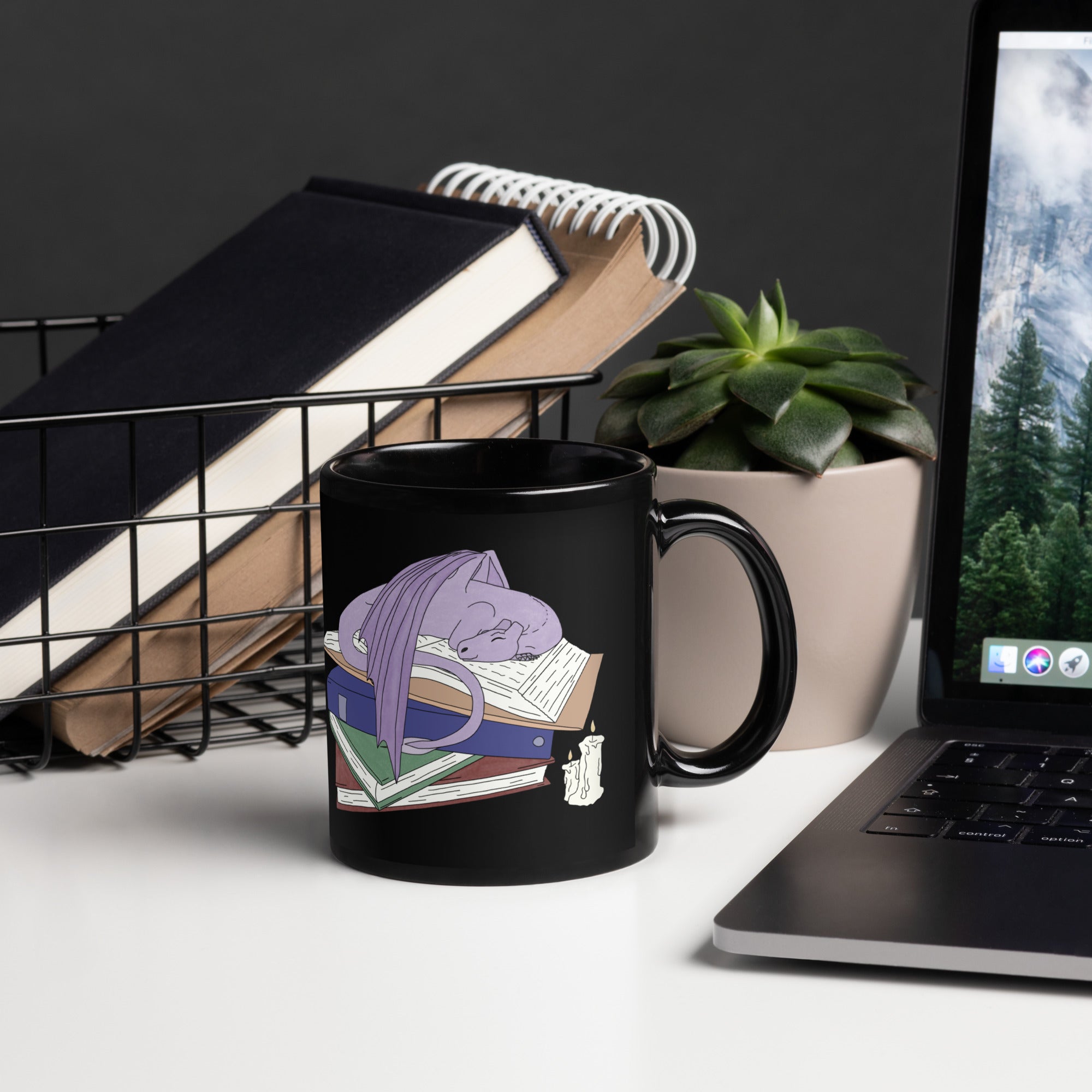 Book Wyrm Black Glossy Mug