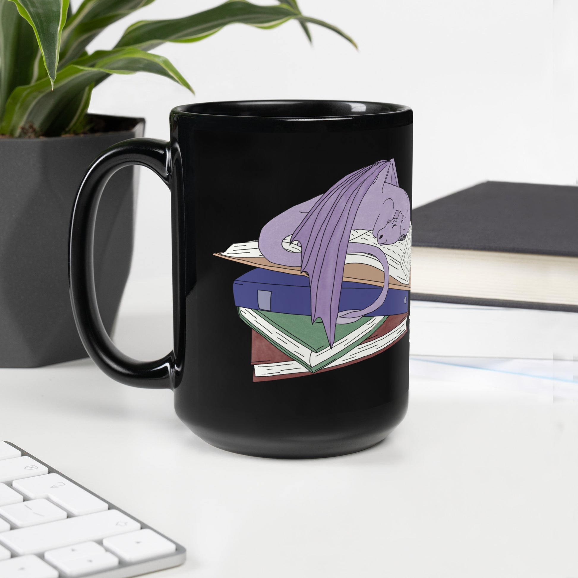 Book Wyrm Black Glossy Mug