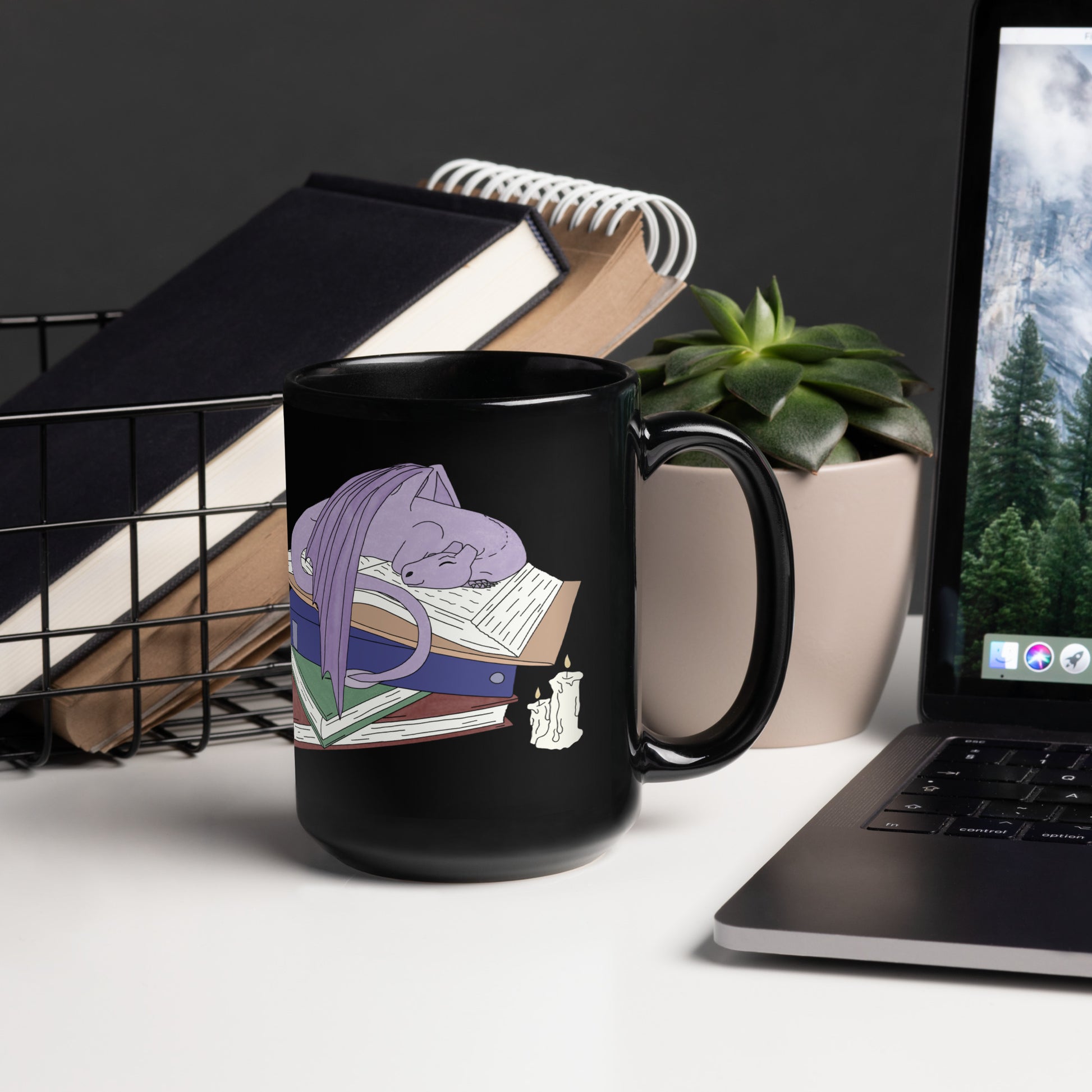 Book Wyrm Black Glossy Mug