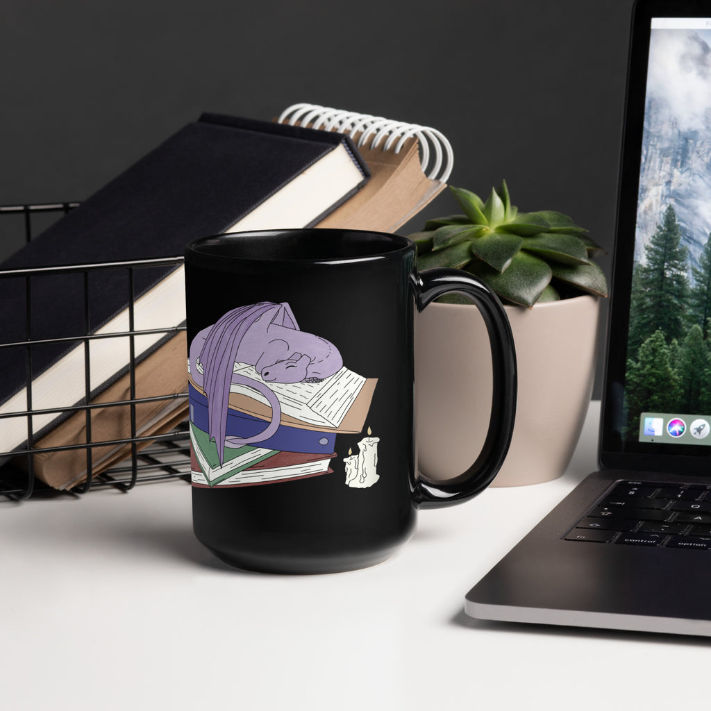 Book Wyrm Black Glossy Mug