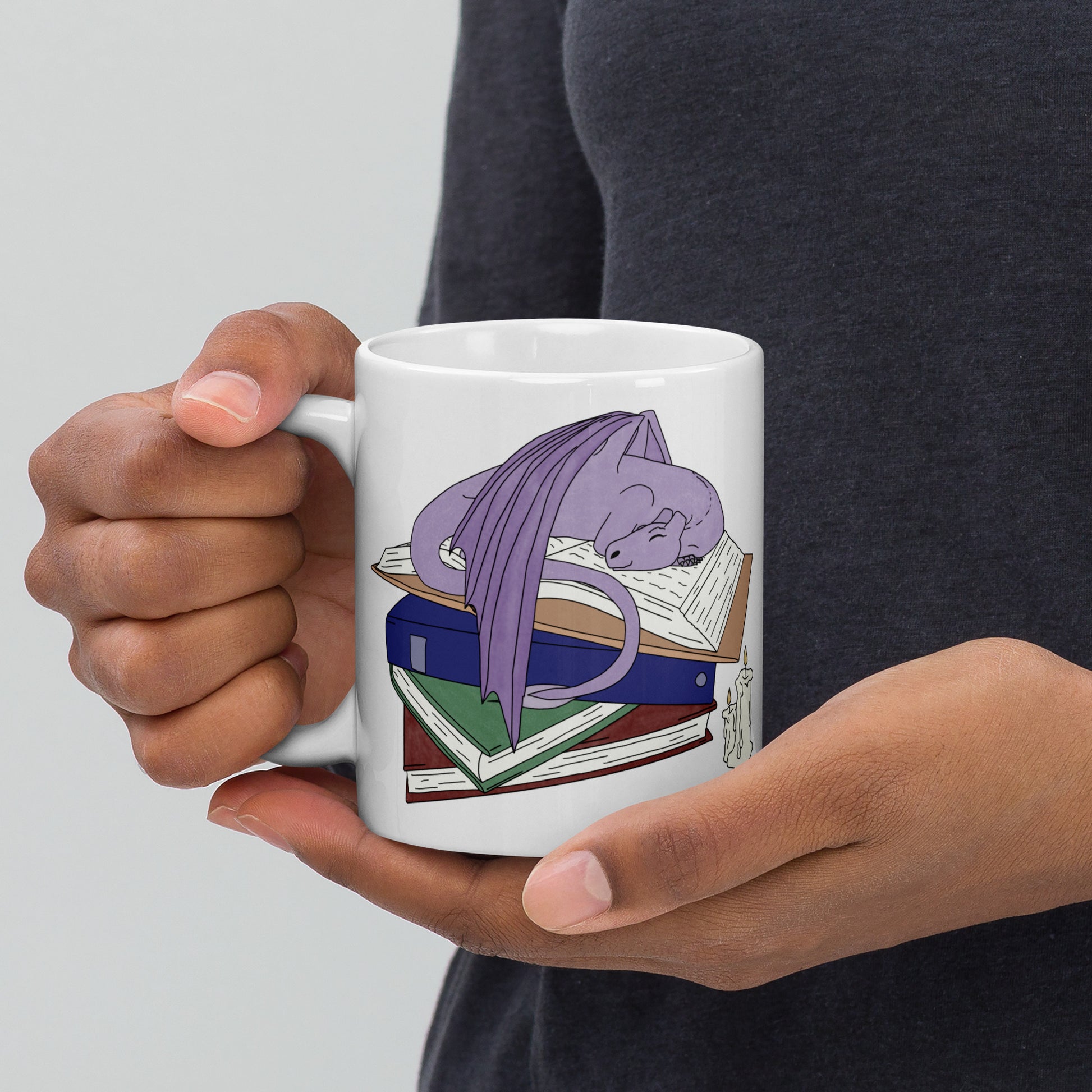 Book Wyrm White glossy mug