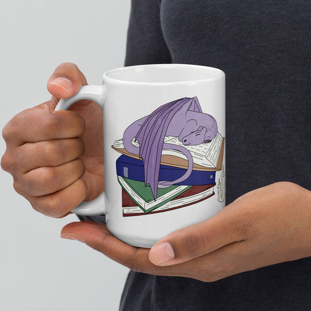 Book Wyrm White glossy mug