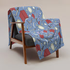 Blue Fantasy Book Throw Blanket