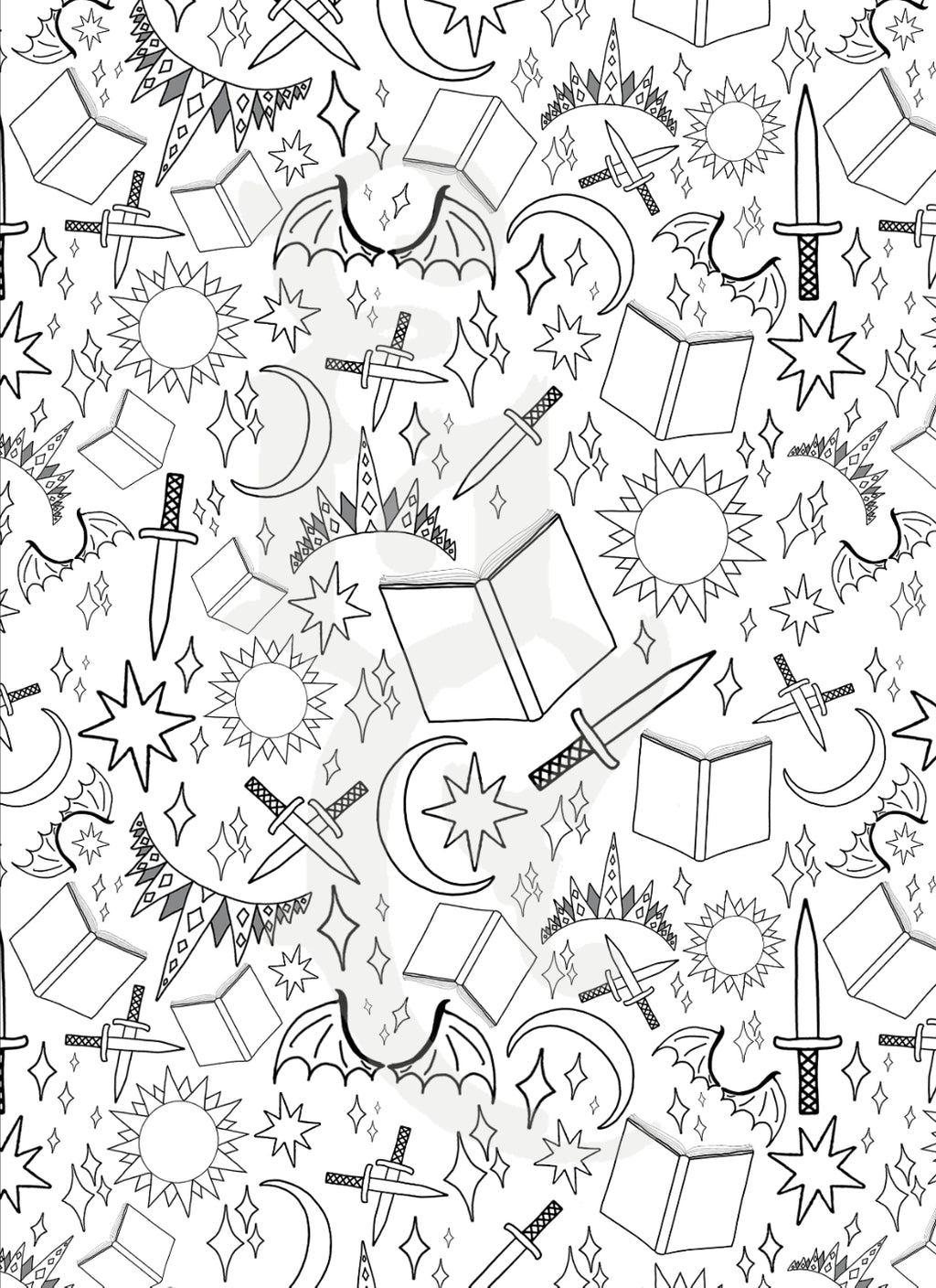 Book Dragon Digital Coloring Sheets