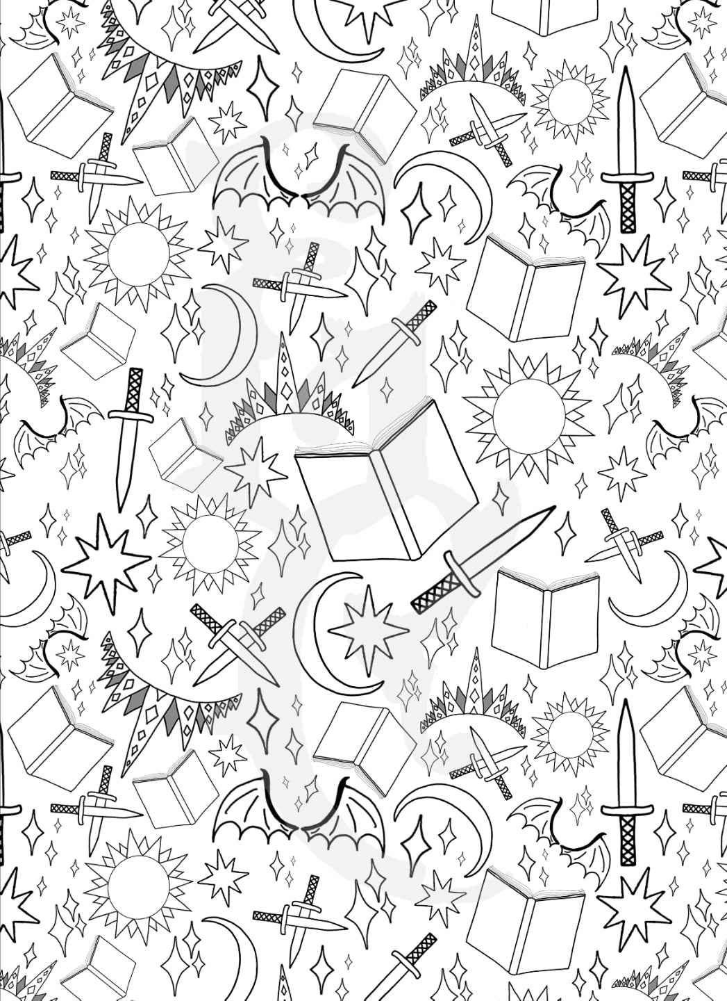 Book Dragon Digital Coloring Sheets
