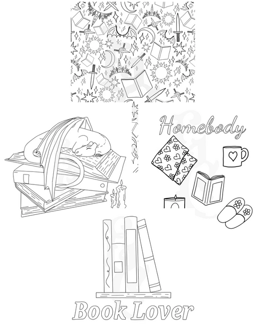 Book Dragon Digital Coloring Sheets