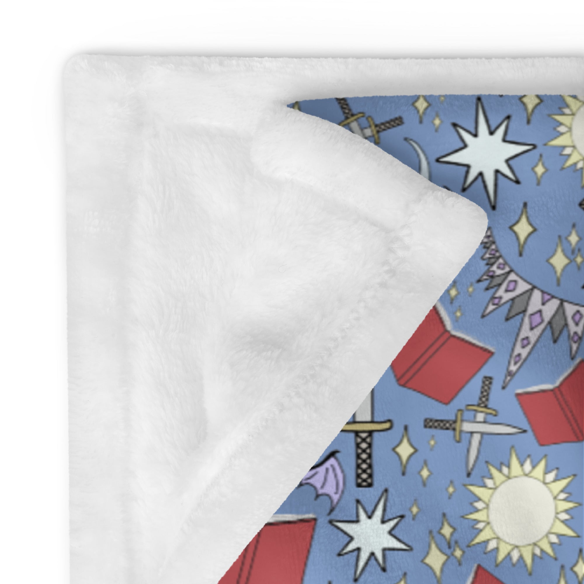 Blue Fantasy Book Throw Blanket