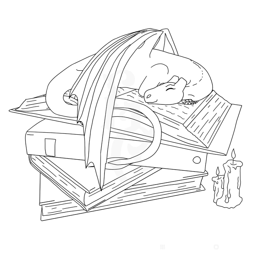 Book Dragon Digital Coloring Sheets